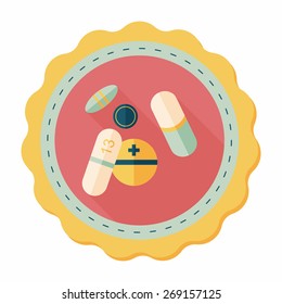 Pills flat icon with long shadow,eps10