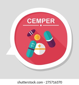 Pills flat icon with long shadow,eps10