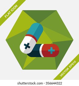 Pills flat icon with long shadow,eps10