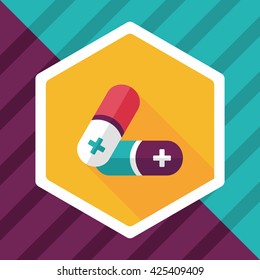 Pills flat icon with long shadow,eps10