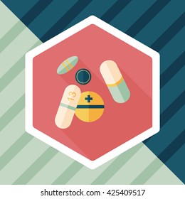 pills flat icon with long shadow,eps10