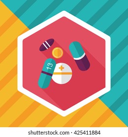 Pills flat icon with long shadow,eps10