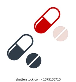 Pills flat icon on white background. Drug vector icon.