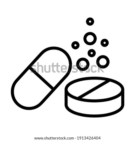 Pills flat icon. Pictogram for web. Line stroke. Isolated on white background. Vector eps10. Preparats for health Imagine de stoc © 