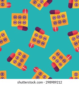 Pills flat icon seamless pattern background
