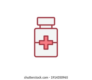 Pills flat icon. Thin line signs for design logo, visit card, etc. Single high-quality outline symbol for web design or mobile app. Medical outline pictogram.