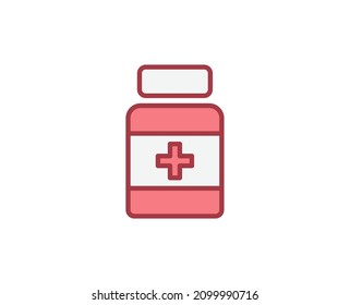 Pills flat icon. Thin line signs for design logo, visit card, etc. Single high-quality outline symbol for web design or mobile app. Medical outline pictogram.