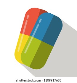 pills flat icon vector chemistry tablet plastic medicine illustration round design dose isolated