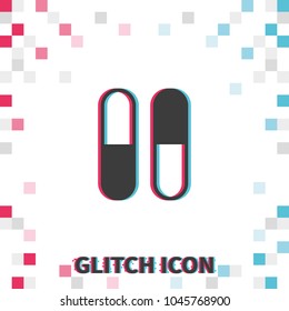 Pills  glitch effect vector icon.