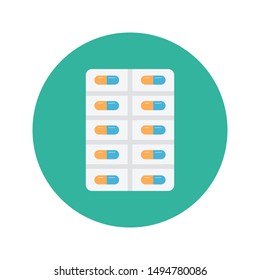pills glyph flat vector icon