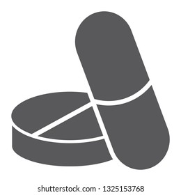 Pills glyph icon, medical and pharmaceutical, capsule sign, vector graphics, a solid pattern on a white background, eps 10.