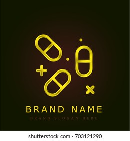 Pills golden metallic logo