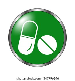 Pills - green vector icon