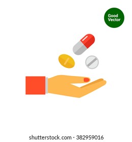 Pills and hand