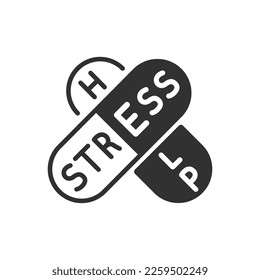 Pills to help with stress, linear icon, depressed moods, depression. Drug therapy for psychological conditions. Line with editable stroke