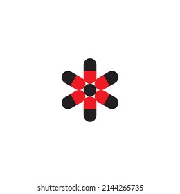 Pills. hexagon. circle. snowflake simple symbol logo vector