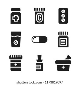 pills icon. 9 pills vector icons set. medicine and pill icons for web and design about pills theme