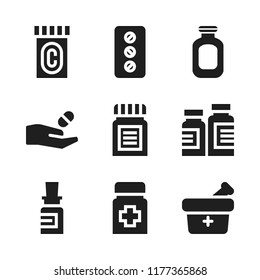 pills icon. 9 pills vector icons set. antibiotic, medicine and pill icons for web and design about pills theme