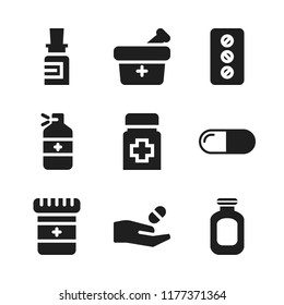 pills icon. 9 pills vector icons set. antibiotic, pill and medicine icons for web and design about pills theme