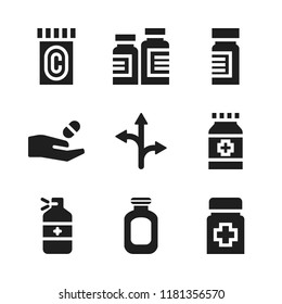 pills icon. 9 pills vector icons set. antibiotic, medicine and three grouped arrows icons for web and design about pills theme