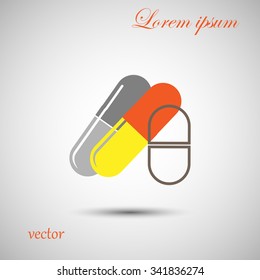 Pills icon in the air with shadow.