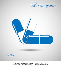 Pills icon in the air with shadow.