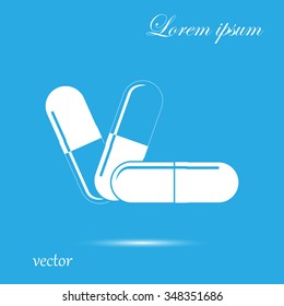 Pills icon in the air with shadow.