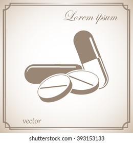 Pills icon in the air with shadow.