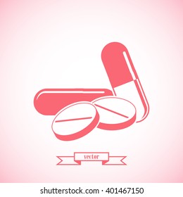 Pills icon in the air with shadow.