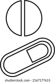 pills icon. Black and white icon. Vector illustration line art.eps
