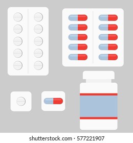 Pills, pills icon, capsule, jar pharmaceuticals, pharmacy, medicine. Flat design, vector illustration, vector.Pills. 