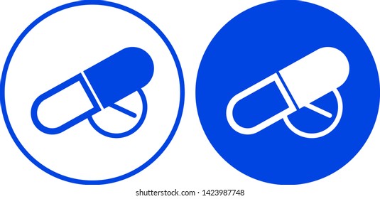 Pills icon in circle. Vector illustration