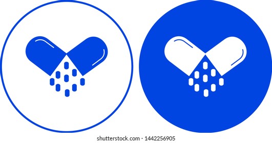 Pills icon in circle. Vector illustration