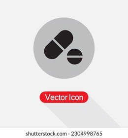 Pills Icon In Circle Vector Illustration Eps10
