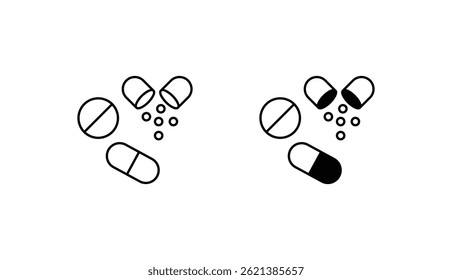 Pillen-Symbol-Design mit weißem Hintergrund Stockgrafik