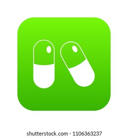 Pills icon digital green for any design isolated on white vector illustration