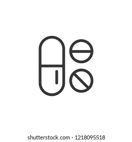 Pills icon, drugs, medicine vector line icon