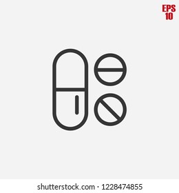 Pills icon, drugs, medicine vector line icon