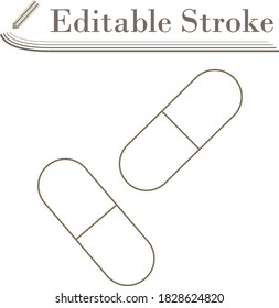 Pills Icon. Editable Stroke Simple Design. Vector Illustration.