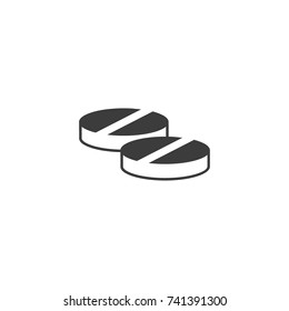 Pills icon. Flat black vector illustration on white background.