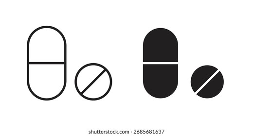 Icono de píldoras plana en blanco y negro logo