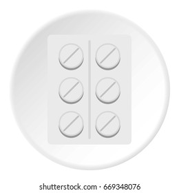Pills icon in flat circle isolated on white vector illustration for web