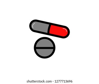 Pills icon flat. Illustration isolated vector sign symbol - Vector 