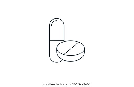 Pills icon flat. Illustration isolated vector sign symbol