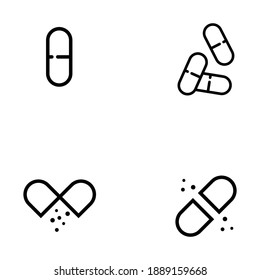 Pills icon flat. Illustration isolated vector sign symbol, capsule icon simple design