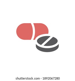 Pills icon flat. Illustration isolated vector sign symbol.