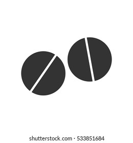 Pills icon flat. Illustration isolated on white background. Vector grey sign symbol