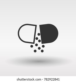 Pills icon flat. Illustration isolated vector sign symbol