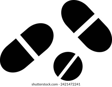 Pills icon flat. isolated vector sign symbol, capsule icon simple design, Drug sign and symbol, Medical drugs. isolated on transparent background, antibiotic pill, a sign of Pharmacy Icons.
