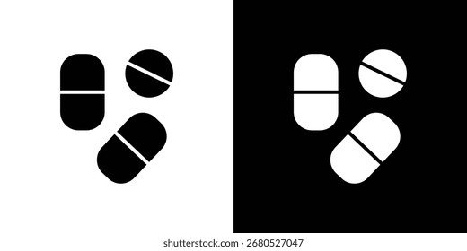 Pillensymbol. Kollektion mit flachen Linien.